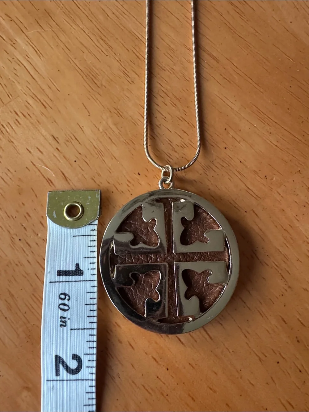 Tory Burch Gold Tone Logo Medallion Pendant